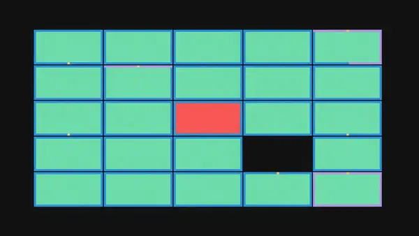 A panel of blank blocks with one highlighted