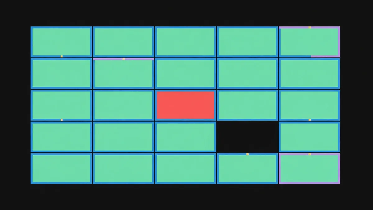 A panel of blank blocks with one highlighted