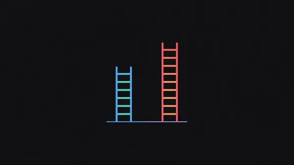 Two facing bar ladders of unequal length