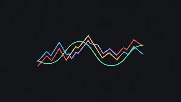 A jagged line overlaid with a smooth line