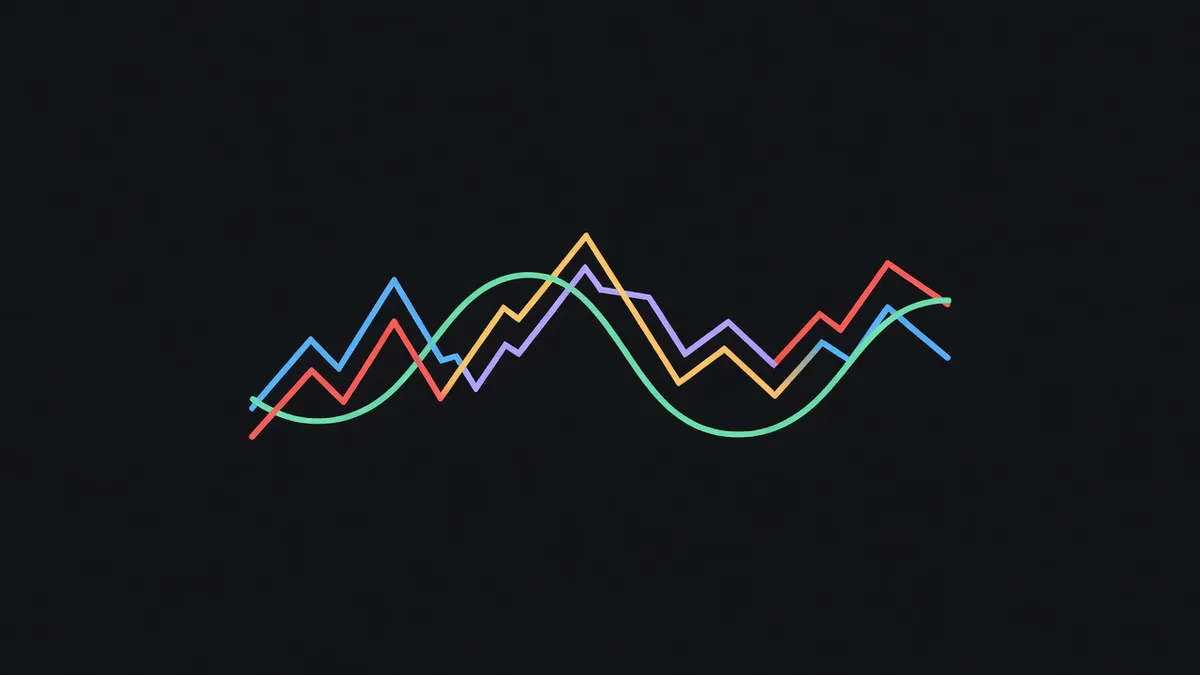 A jagged line overlaid with a smooth line