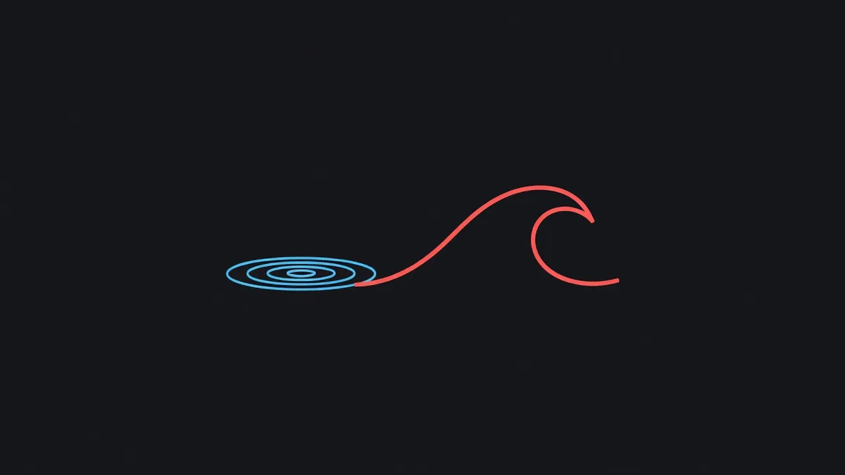 A small ripple beside a large wave