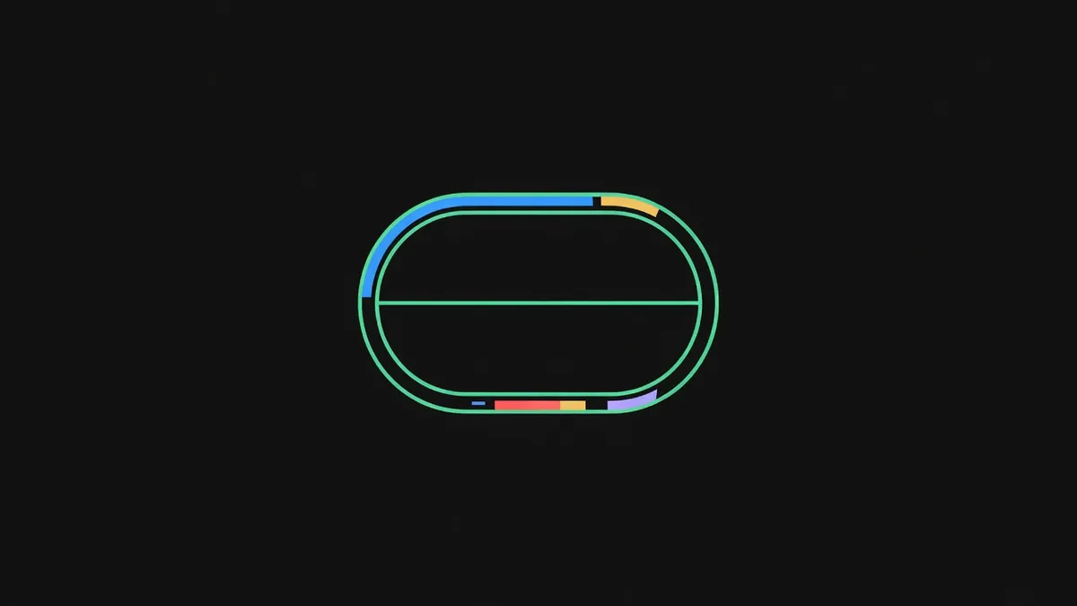 A simple stadium oval with a dividing line
