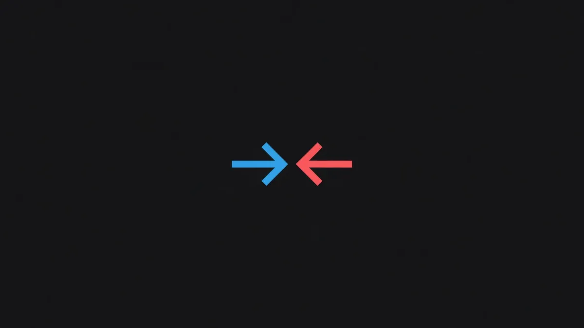 Two arrows converging on one point