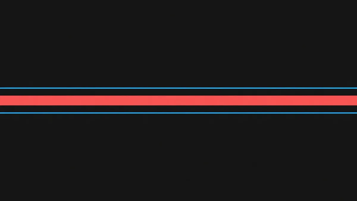 Two horizontal lines with a shaded band between them