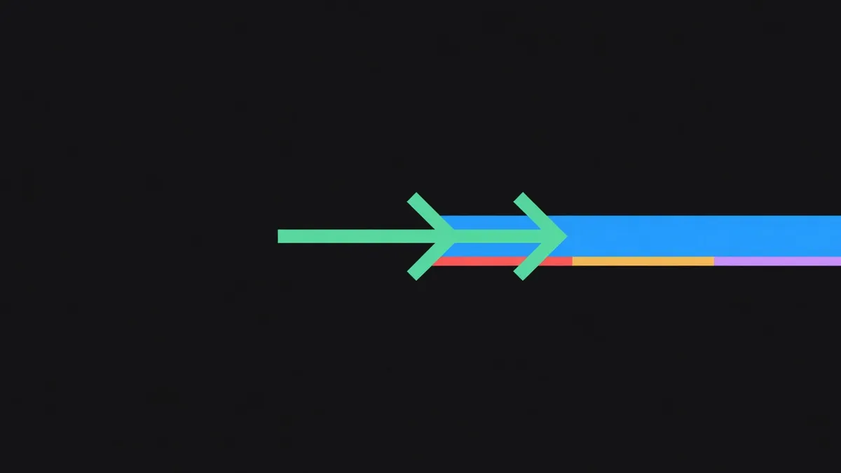 An arrow crossing a band and emerging shorter