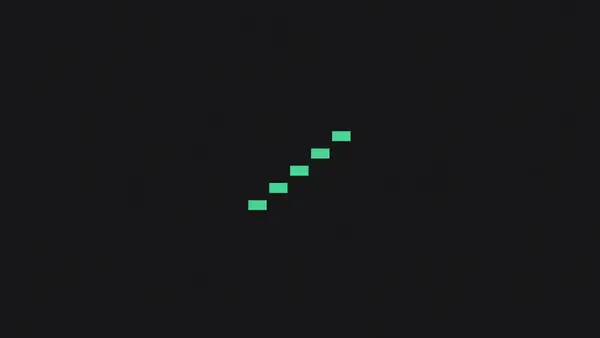 Six small marks forming a rising staircase