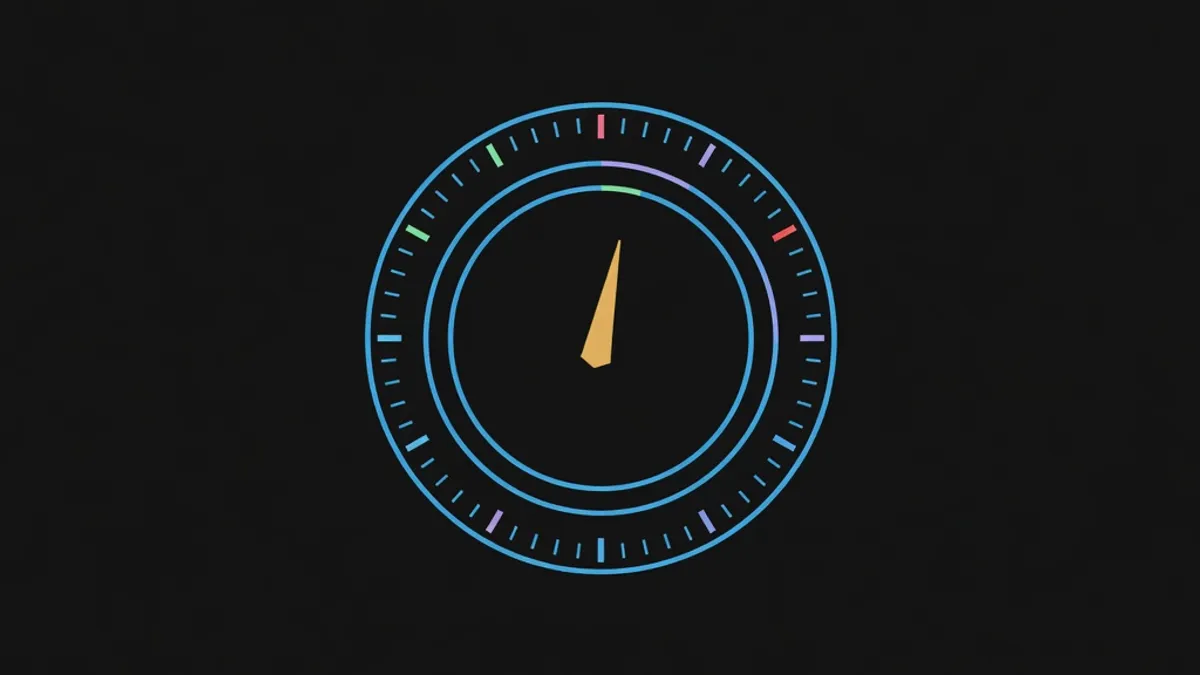 A dial with fine gradations and an off-centre needle