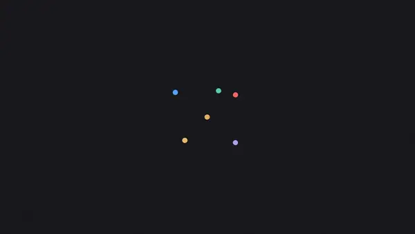 Five sparse dots in a large empty frame