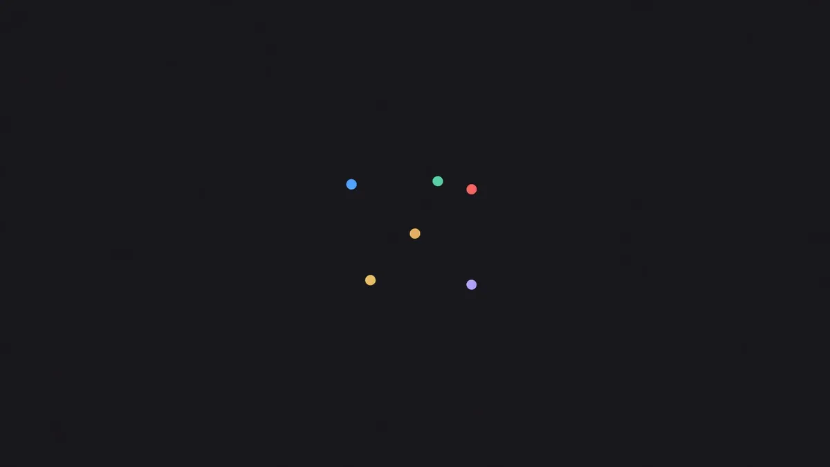 Five sparse dots in a large empty frame