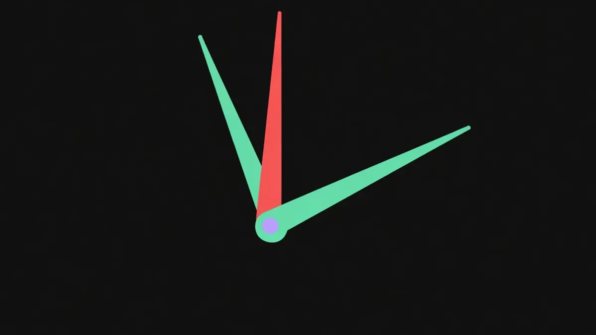 Two clock hands at slightly different angles