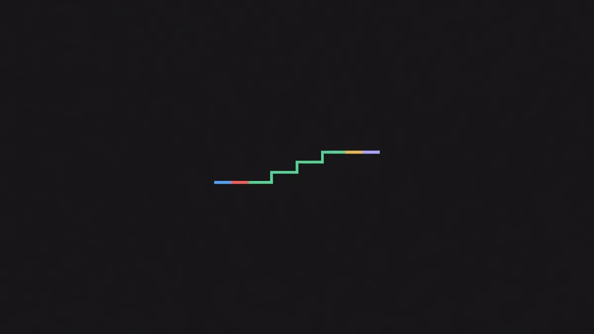 A horizontal line stepping up in small increments