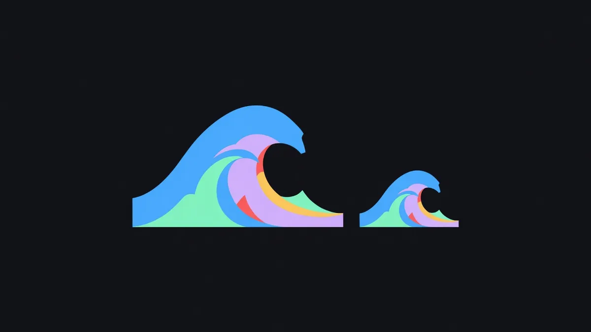 A large wave beside a small wave