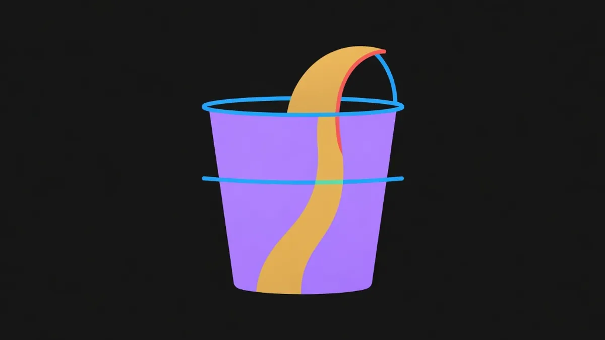 A bucket with flow through it and a marked level