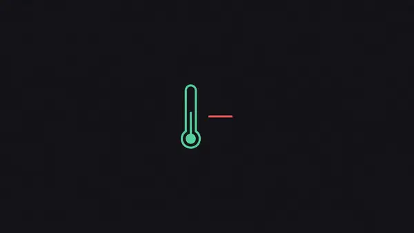 A thermometer outline beside a threshold line