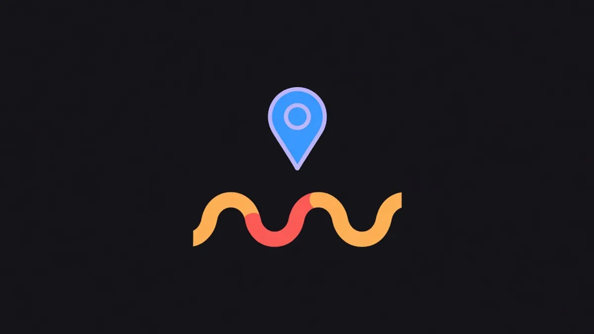 A map pin above a wavy line