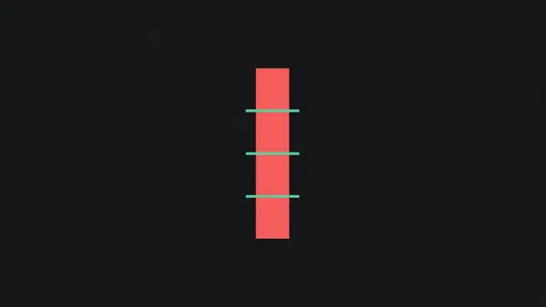 A tall bar reduced by four subtraction marks