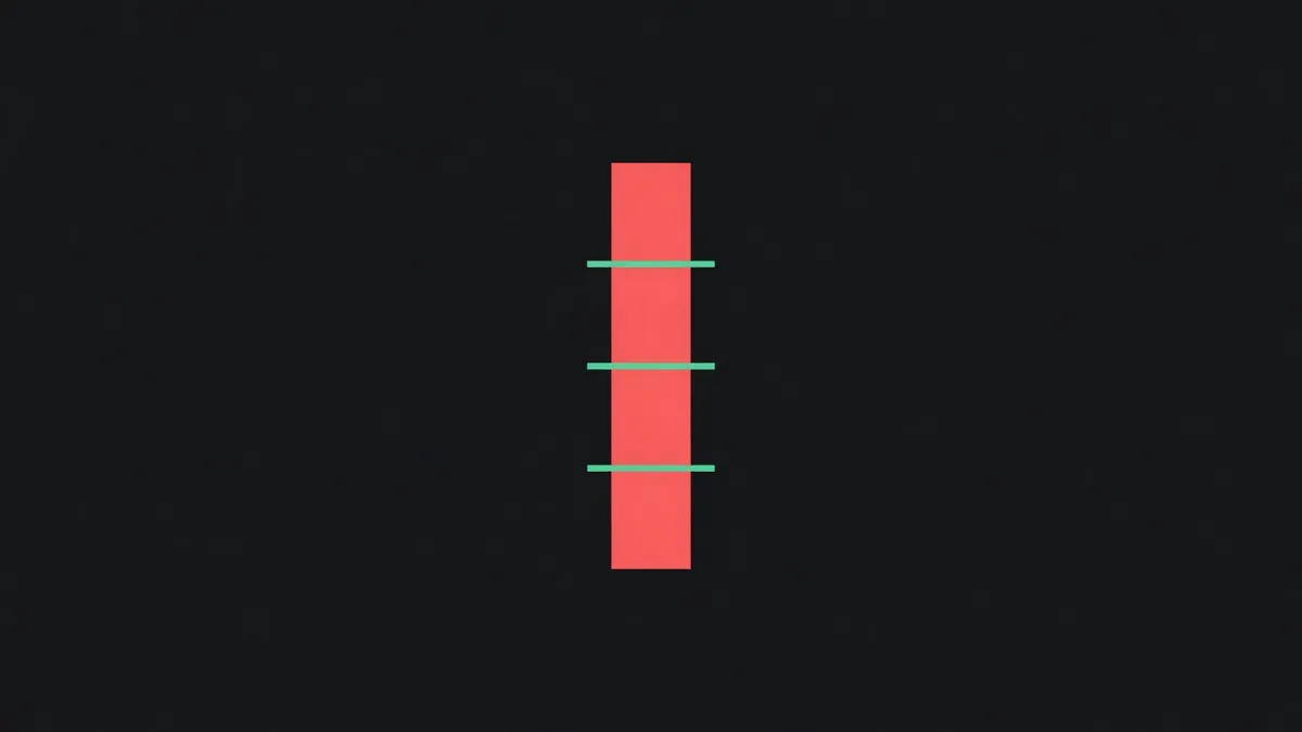 A tall bar reduced by four subtraction marks