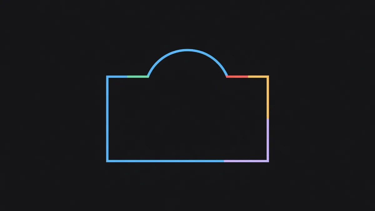 A simple building outline under a thin arch