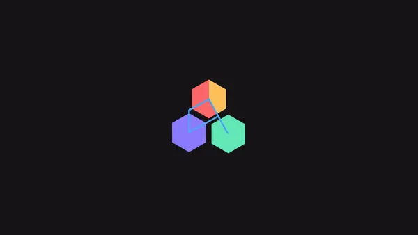 Three linked hexagons connected by thin lines