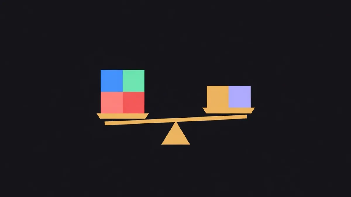Perfectly level scales holding identical blocks
