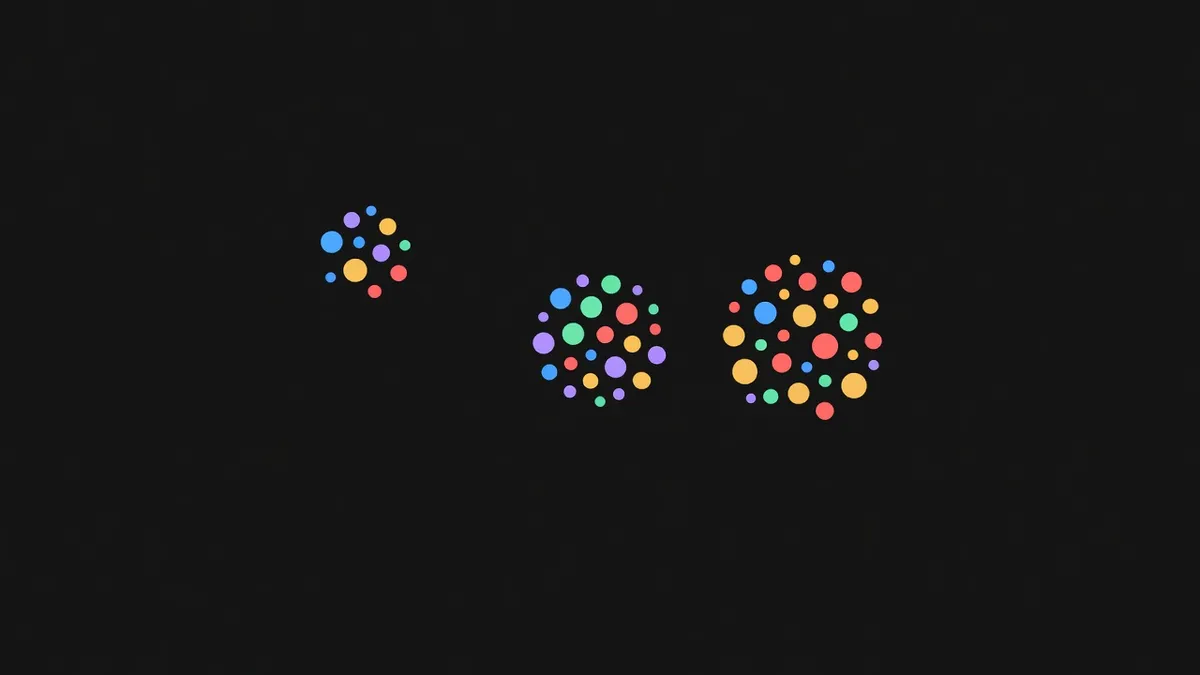 Two dot clusters of different densities