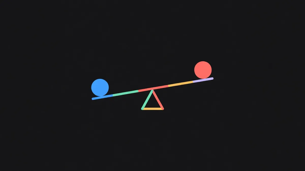 A balanced seesaw with a circle at each end