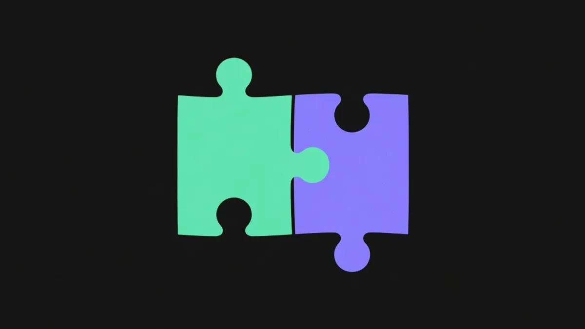 Two puzzle pieces forming a single square